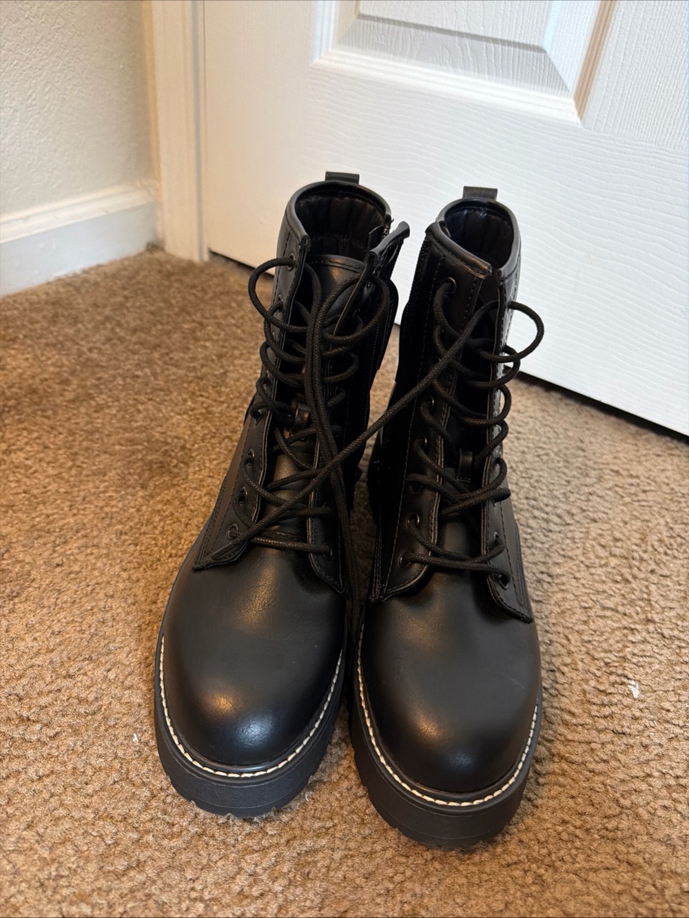 Madden Girl Black Lace-Up Combat Boots